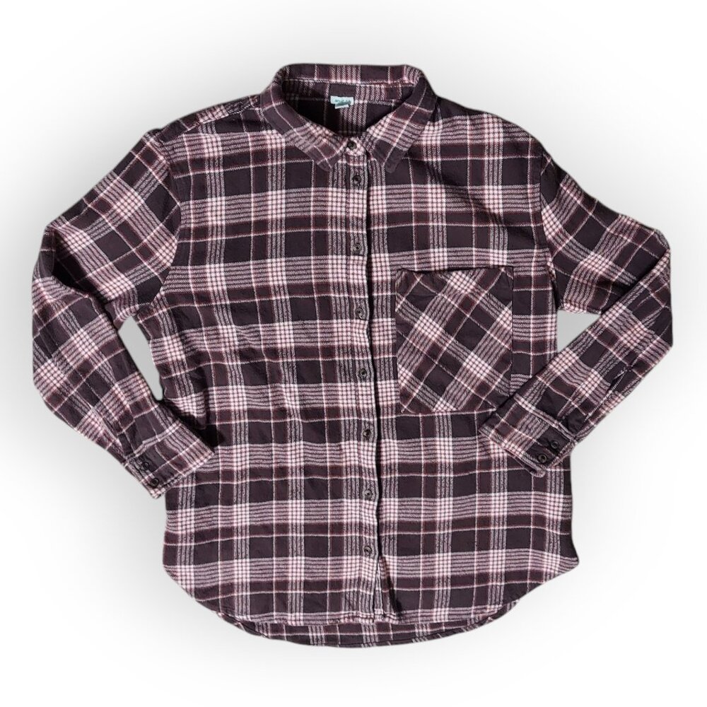 Aerie Shacket Plaid Women's Oversized Loose Cotton Heavy Flannel Button Up M